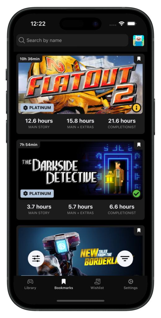 DeckFilter bookmarks screen